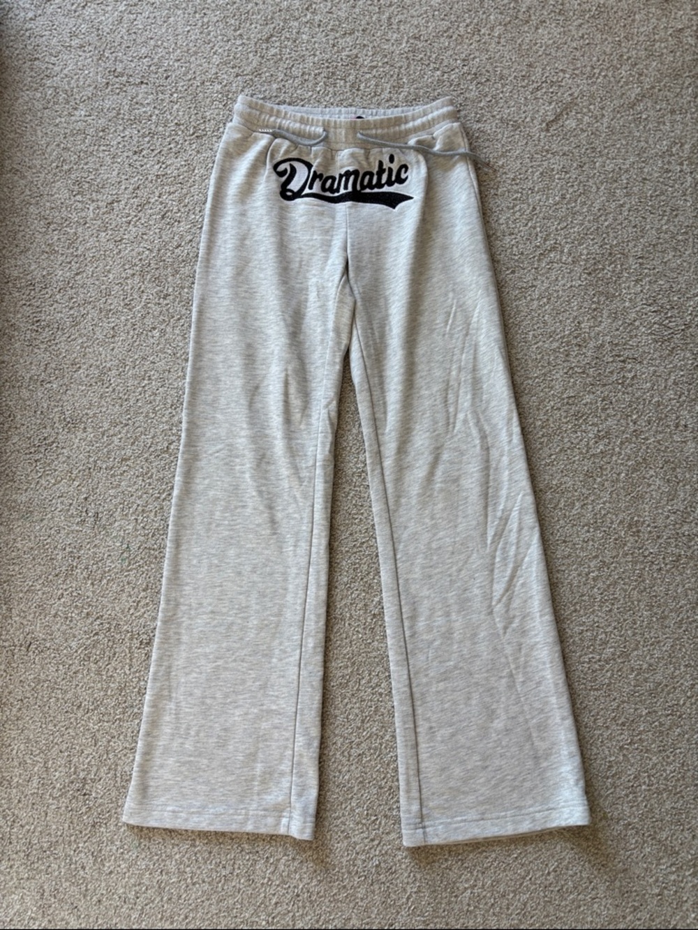 Edikted Light Gray 'Dramatic' Wide-Leg Track Pants